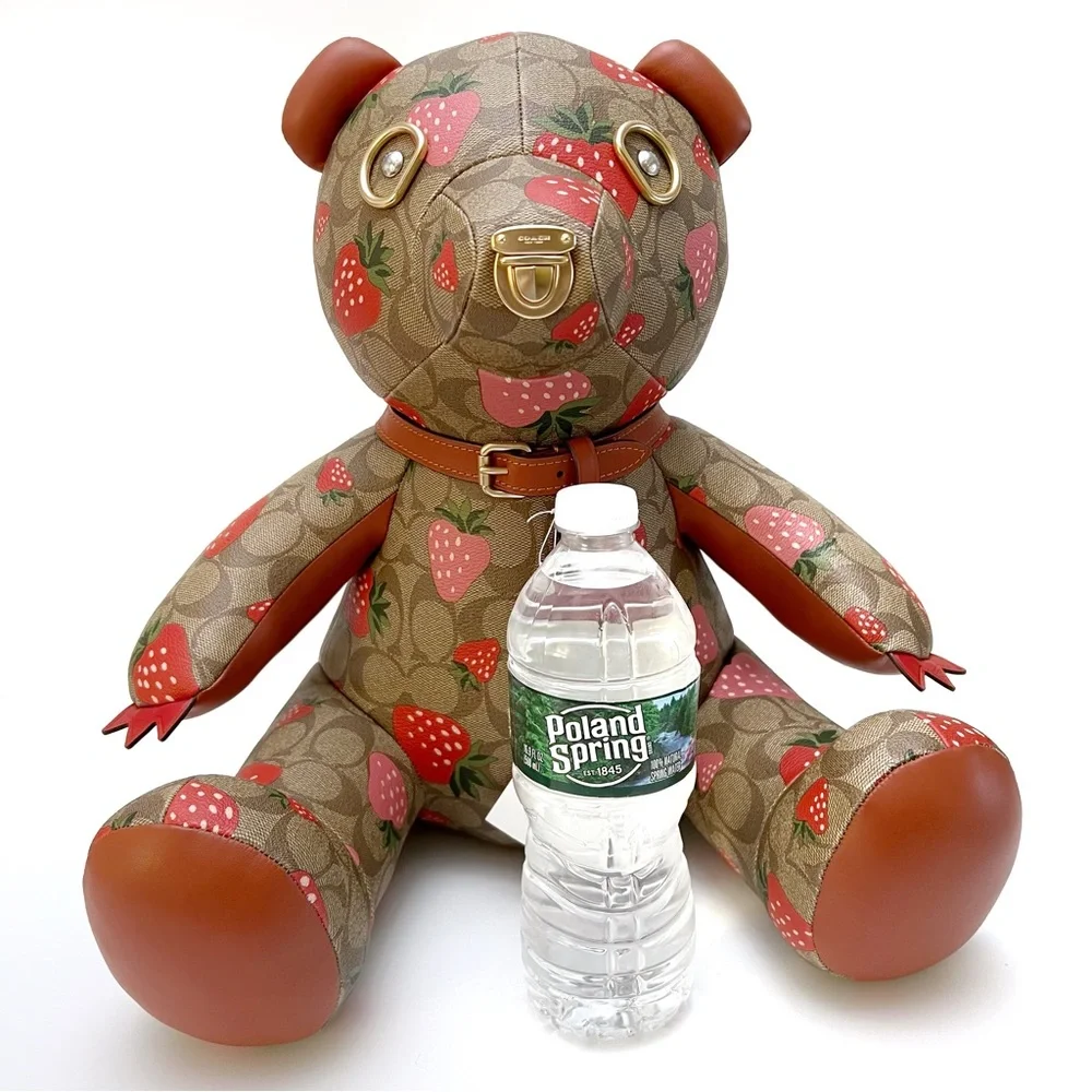 Coach Collectible Teddy Bear Logo Signature Canvas Wild Strawberry Print 16” NEW - Picture 8 of 13